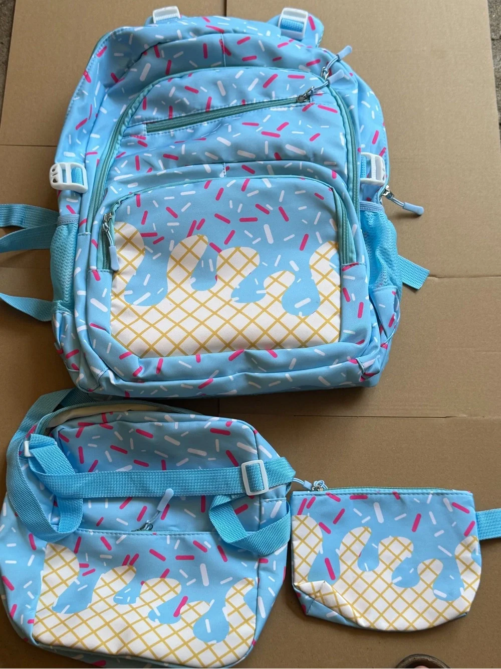 Kids Blue Ice Cream Sprinkles Backpack Set - Brand Unspecified